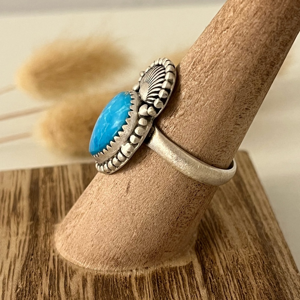 Solid Matte Sterling Silver Blue Ridge Turquoise … - image 3